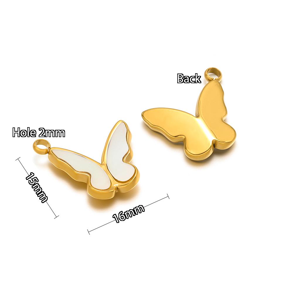 5pcs Stainless Steel Heart Shell Charms  Butterfly Pendants for DIY Jewelry Supplies Women Necklace Findings Earrings Making