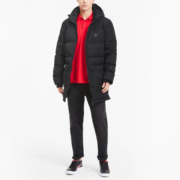 Puma Ferrari Racing Series Reflective Warm Hooded Down Jacket Men Jackets Black 597922-01