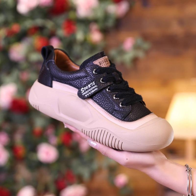 Pavasario ir rudens nauji universalūs storapadžiai retro vienviečiai batai, minkšti ir patogūs, aukštinantys moteriški laisvalaikio batai