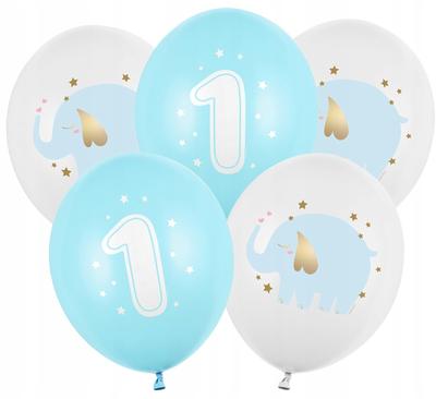 Balloons 30 , 1st Birthday, Pastel Light Blue 5 Pcs