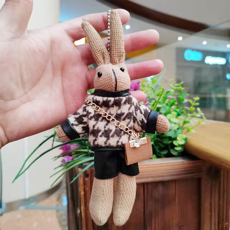 

Plush Rabbit Cuddly Doll Keychain 20cm Cute Bunny Plush Toy For Decoration Backpack Pearl Chain