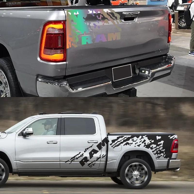 Pickup Body Side Stickers For Dodge RAM 1500 Rebel Truck Graphics Splash Grunge Decor Decal Trunk Vinyl Cover Auto Accessories