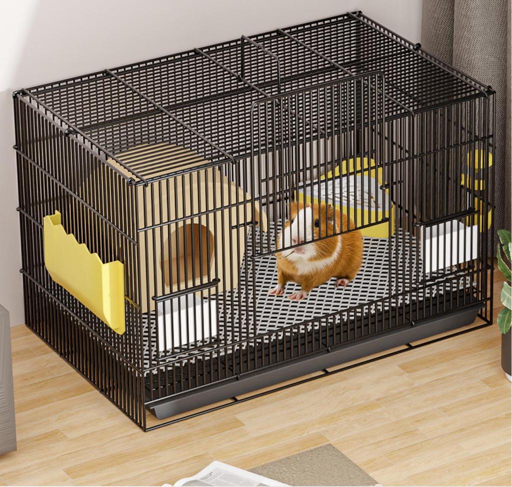 Indoor Guinea Pig Cage with Toilet, Anti-Spray Urine Protection, and Special Villa Design