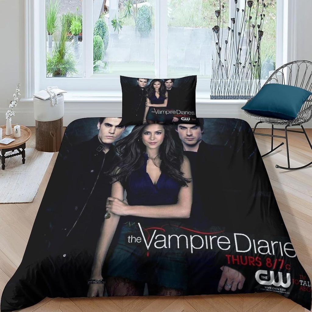 The Vampire Diaries Bedding Sets Exquisite Bed Supplies Set Horror TV Anime Bed Comforter Set Bedding Set Birthday Gift