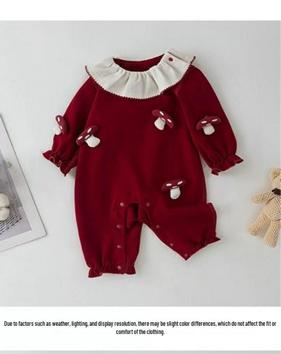 100 Days Red Baby Romper - Cute, Stylish Bodysuit for Spring/Autumn Outings and Crawling - Perfect for Newborn to 1-Year-Old Girls.