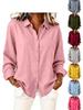 European & American Women's Spring/Summer Lapel Cardigan: Loose Long Sleeve Cotton & Linen Casual Shirt, Versatile for Any Occasion