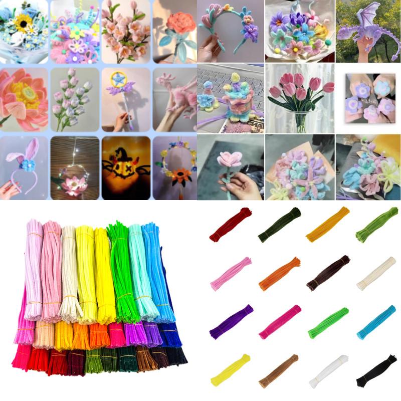 Pcs 100 Colorful Plush Root Twisting Rod Soft Felt Wire Strips Diy Decorations