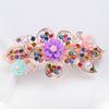 Single Large Large Rhinestone Hair Clip Spring Loaded Rectangular Hairpin with Multicolor Flower Design for Ponytails, Prom, Weddings & Special O