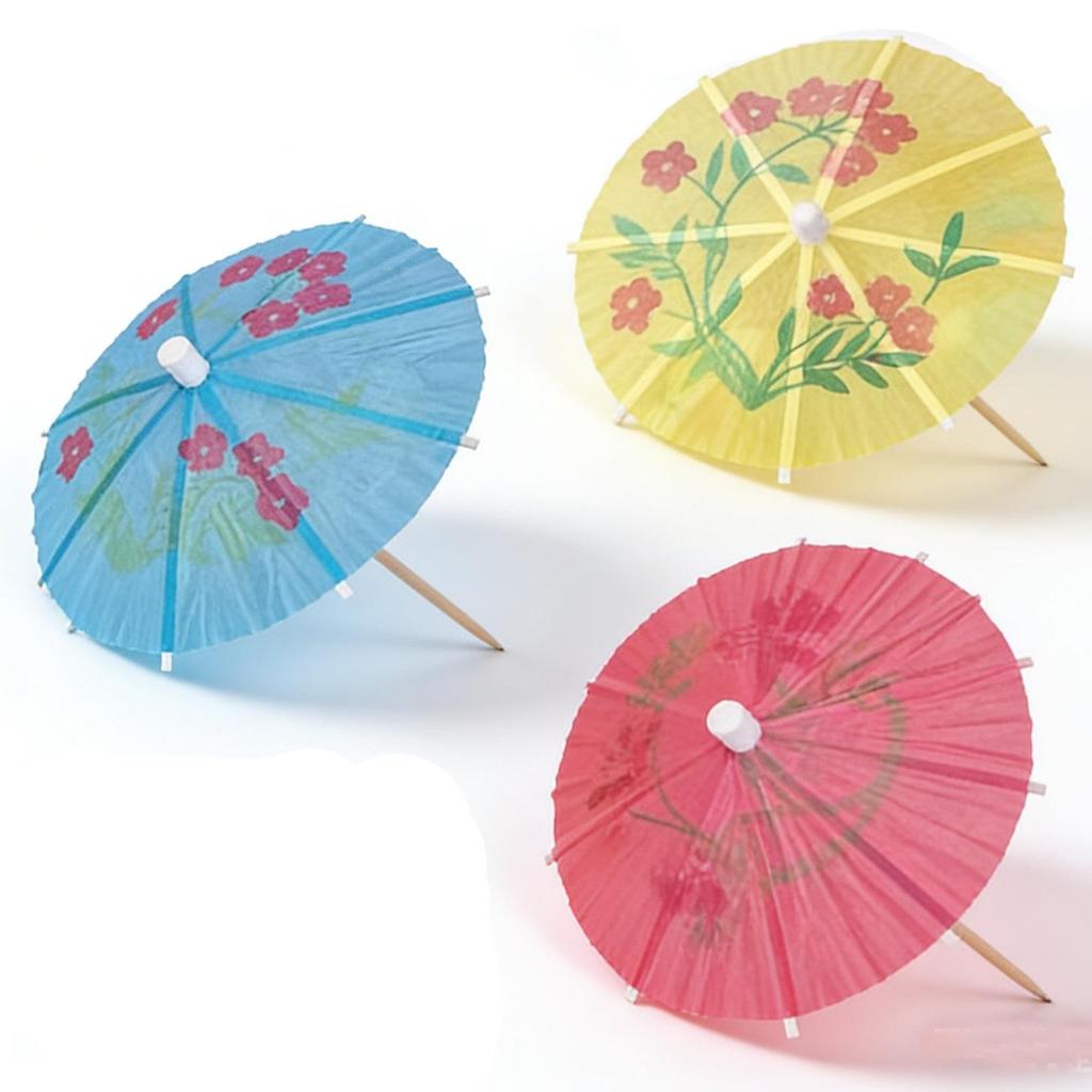 Mini Paper Umbrella Picks for Cake and Fruit Decor