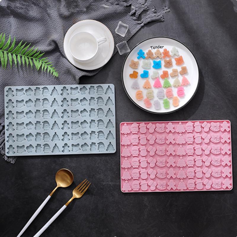 1pcs Christmas Silicone Chocolate Molds Candy Baking Moulds Handmade Sock Snowman Xmas Tree Gingerbread Man Santa Claus Mold