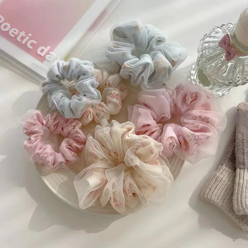 Net Gauze Texture Large Intestine Hair Band Bun Hairstyle Female Hair Tie Fashionable and Fresh Style Hair Tie Creative Headwear