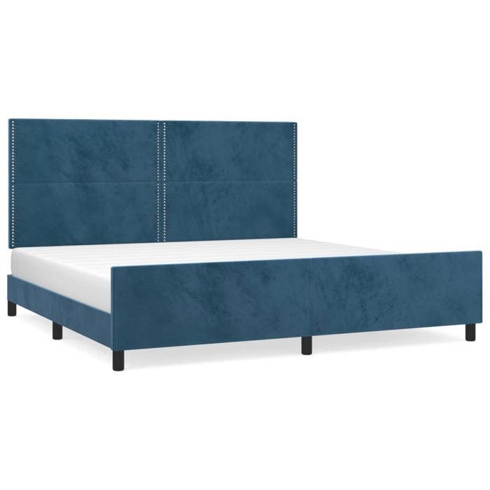 VidaXL Bed Frame with Headboard Dark Blue 200x200 Cm Velvet3125718