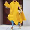 High Neck Solid Color Loose Sweater - Women's Autumn/Winter Fashion