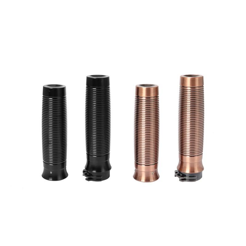 CNC Aluminum Retro Handlebar Grips Harley XL883 XL1200 Dyna X48 Softail Black Bronze Spiral Texture