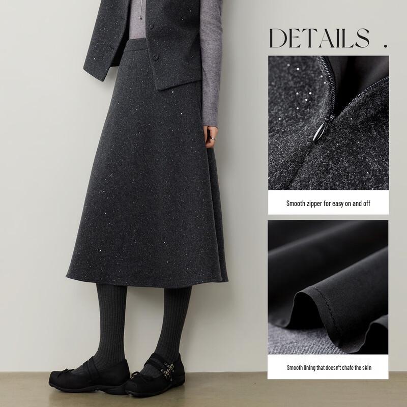 Women's High-Waist Glitter Knit A-Line Midi Skirt