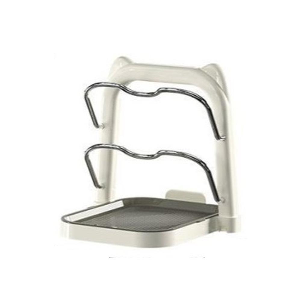 Anti-Slip Cutting Board Holder Double Layer Pot Cover Shelf Kitchen Organizer Rack  Restaurant белый