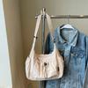 Pleated Drawstring Lightweight Bag Women's Sports Shoulder Bag Large Capacity Commuter Crossbody Bag