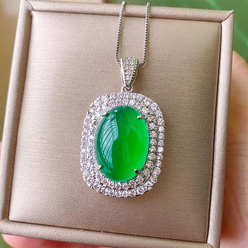 Jewelry Copper Bottom Gold-Plated Ice Seed Fluorescent Denier-Shaped Plain Surface Light Body Temperament Set Main Stone 13 * 18