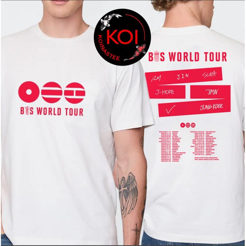 2026 BTS World Tour T Shirt Double Sided Print Cotton Tee Teen Boys Loose Fit Casual Short Sleeve Top