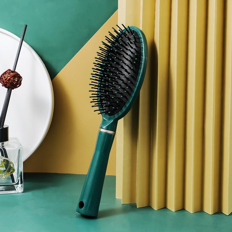 Dark Green Elastic Paint Airbag Massage Comb with Negative Ions for Smooth and Curly Hair