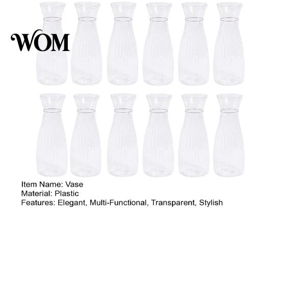 Trendy Flower Container Clear Bud Vase, Plastic Transparent Modern Smooth Finish Vase Table Centerpiece for Home Party Wedding Decor Elegant