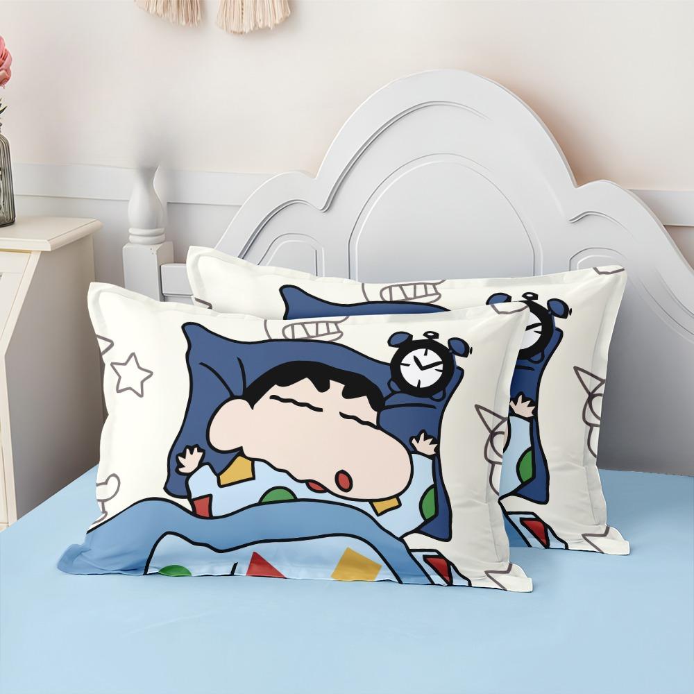 Desen animat Crayon Shin chan ,Seturi de pat din microfibră, Lenjerie de pat pentru copii cu fermoar, Decor de cameră Husă de plapumă pentru adolescenți adulți