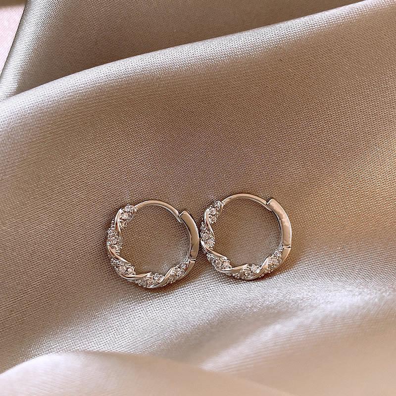 Cubic Zircon Earrings Circle Niche Unique Earrings Female Gold High-level Sense of Ear Buckle Elegant Simple Lightweight Minimalist Hoop Earrings