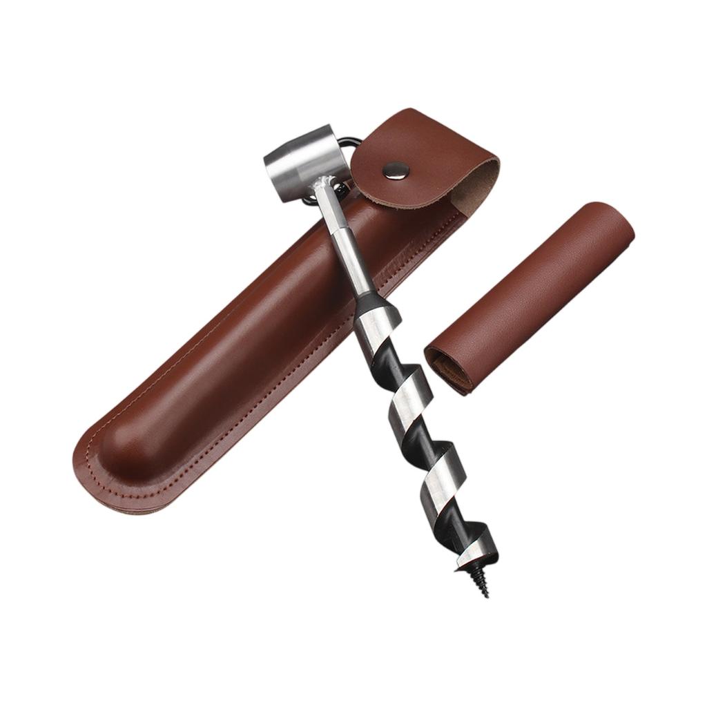 Hand  Wood Drill with Leather Case Manual Bushcraft  Set Multifunctional  Manual Wood Drill for Camping Building