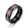 BAECYT 3 Estilos Anillos de Boda Clásicos de 8 mm para Hombres Anillo de Acero Inoxidable Negro con Naranja Rosa Ranura Azul Anillo de Compromiso