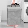 Foldable Dirty Laundry Basket with Lid and Handles Fabric Dirty Clothes Hampers Wall Hanging Washing Clothes Mesh Hook Organizer