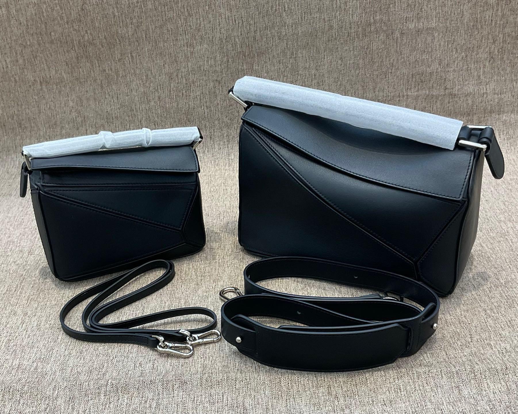 

Нова сумка кросбоді жіноча з натуральної шкіри геометрична сумка модна зі вставками ручна сумка через плече трендова персоналізована сумка-подушка 24x10x15cm чорний