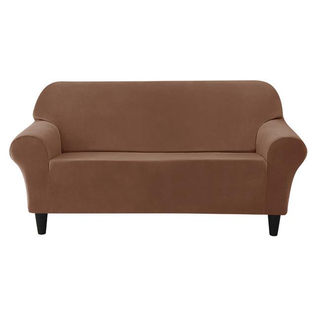 

1/2/3-местный чехол для дивана в европейском стиле, мягкие бархатные эластичные чехлы для диванов для гостиной, моющиеся анти-грязные защитные чехлы для мебели 1 seater (85-135cm) темный кофе