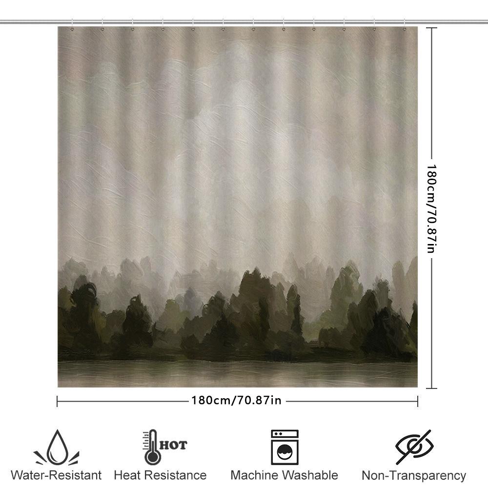 Vintage Style Shower Curtain With Forest Landscape Luxury Home Decor