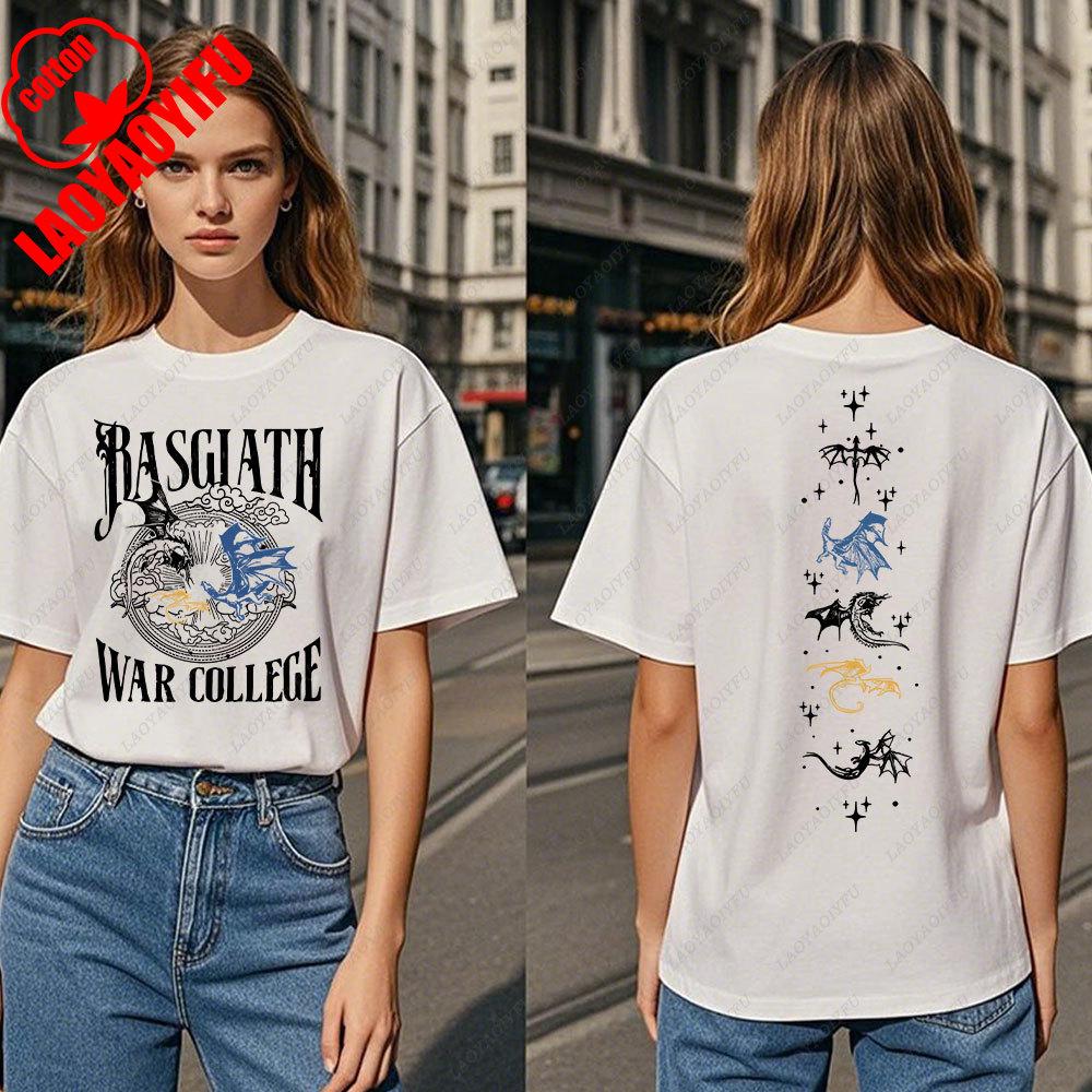 Fourth Wing DoubleSided TShirt Basgiath War College TShirt Women Tshirts High Quality Cotton Short Sleeve Graphic Vintage Tee