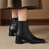 Krazing Pot Cow Skin Winter Square Toe Thick Heels Chelsea Fashion Boots Women Zip Office Lady Women Ankle Boots