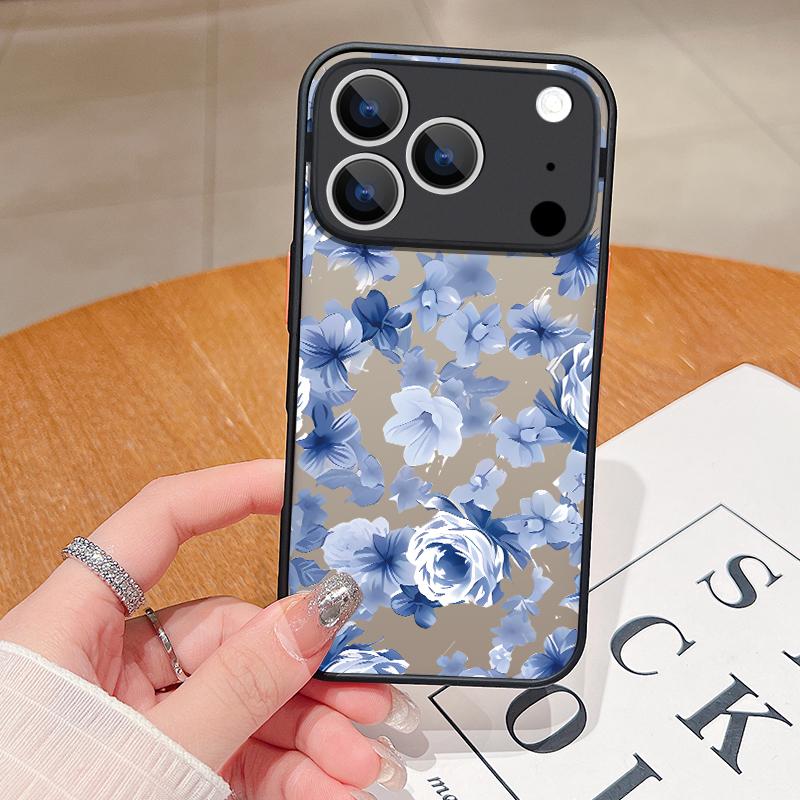 Purple Flowers Pattern Phone Case For iPhone Air 16e 17 16 15 14 17 Pro Max 13 16e Shockproof Hard PC Soft Edge TPU Cover