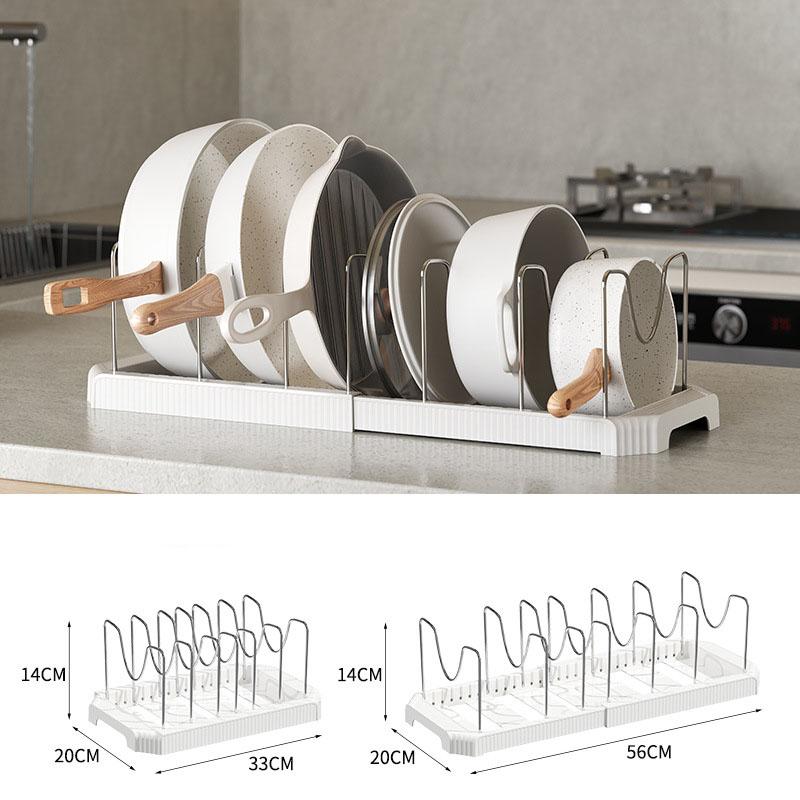Rozszerzalny organizer na garnki do szafek kuchennych, wielofunkcyjny, regulowany rozdzielacz, patelnie, uchwyt na patelnię, półka na miskę