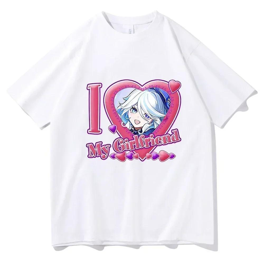 Summer Genshin Impact Furina Print Women T Shirt Harajuku 2025 New Short Sleeve T-shirt Female Fashion Casual Unisex Clothes Top