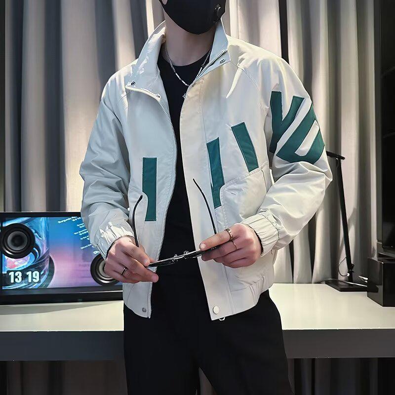 

Trendy Men s Street-Style Jacket: High-End Korean Casual with Letter Design, Perfect for Spring and Autumn. 2XL абрикосовий