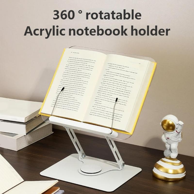 Ergonomic Acrylic Book Stand Height Adjustable and Angle for Reading Study and Cooking Foldable Portable Design