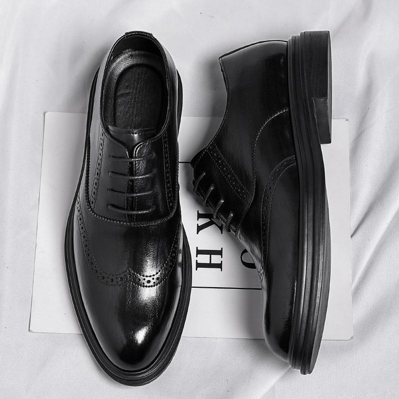 Brock inner heightening leather shoes 8cm breathable heightening shoes men's soil 6cm autumn wedding groom men's shoes