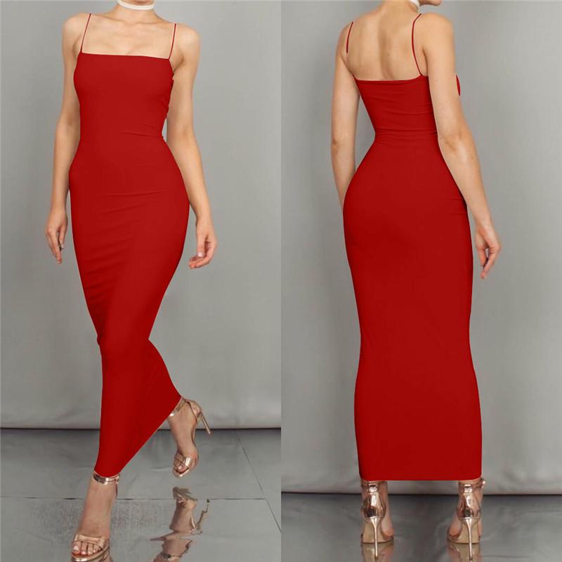 Temperament Sling Sexy Party Dlouhé šaty Žena Slim Fit večerní šaty pro ženy Léto Elegantní Jednobarevné Ležérní Dámské šaty 24070