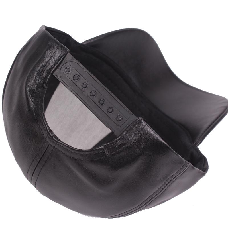 New Women Men Hat PU Leather Baseball Cap Visor Light Board Solid Men Hip Hop Cap Outdoor Sun Hat Adjustable Sports Caps