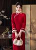Red cheongsam skirt women's new Chinese toast 1011 new winter velvet thickened senior sense young engagement