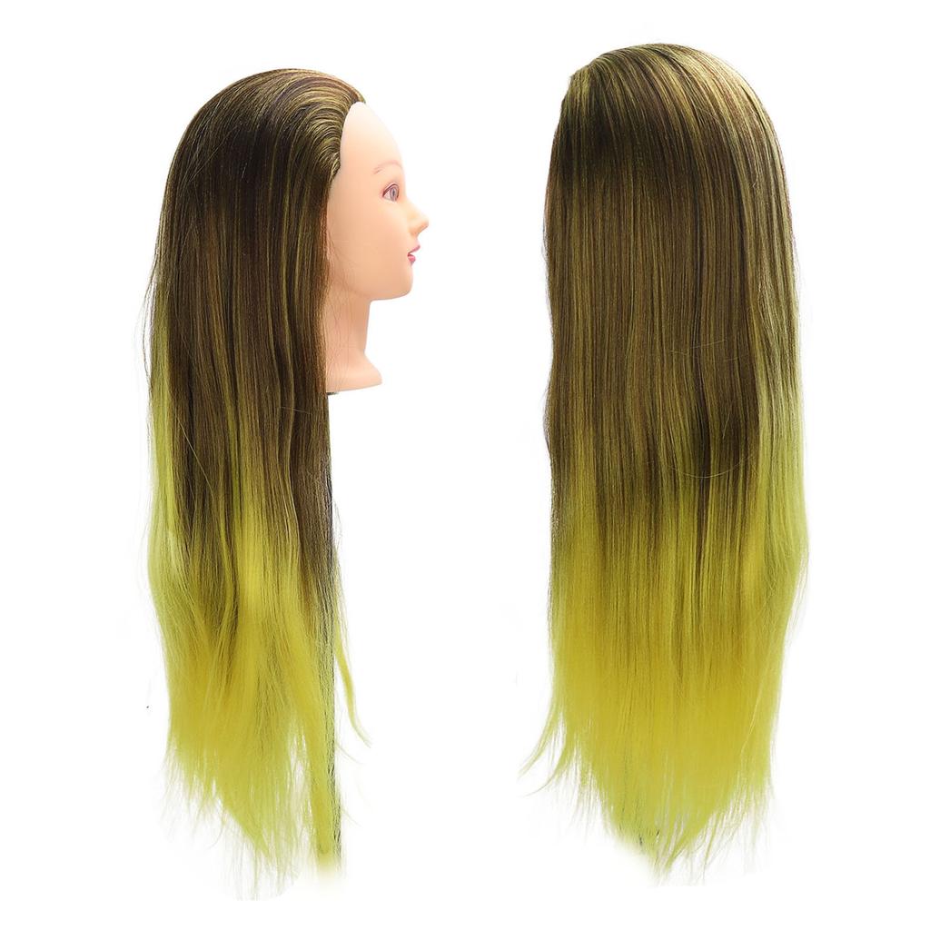 Hair Braiding Head Simulation Compact Hairdressing Mannequin Head with Ink Yellow Hair for Hairdresser