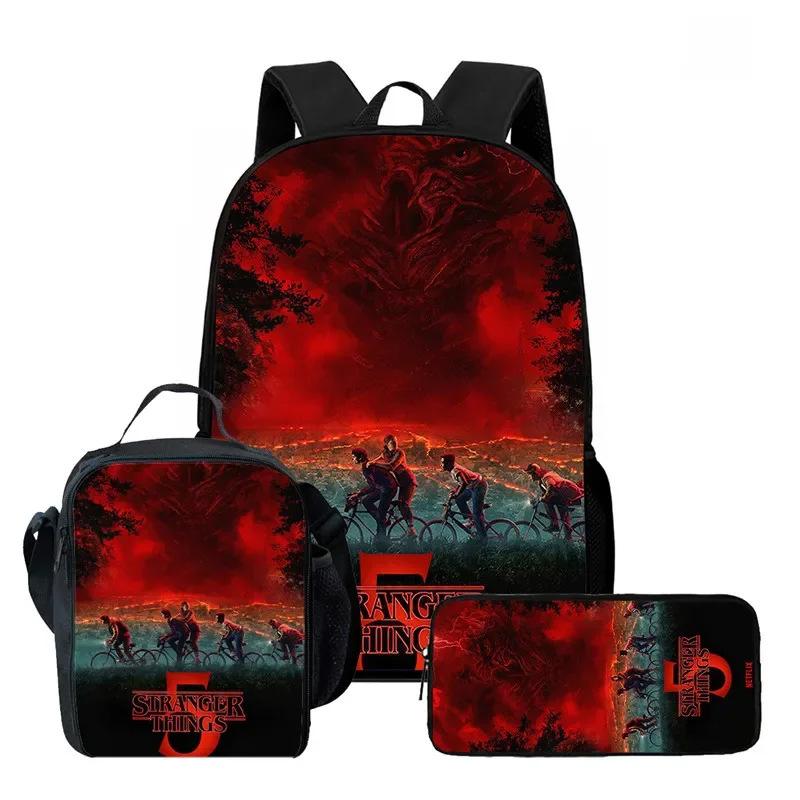 Strangertings Stranger Things Student School Bag Children'S Backpack Satchel Pencil Case