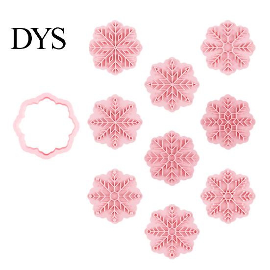 Cookie Stamp 9Pcs 3D Fondant Mold Easy to Demold DIY Cake Biscuit Decorating Tools Merry Christmas Snowflake for Home Baking