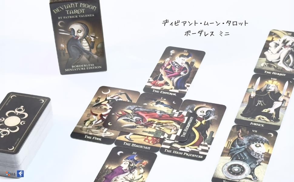 Deviant Moon Tarot Borderless Miniature 78 Tarot Mini Includes Japanese Instruction Authentic Product I.I.J. Edition, Cards, Size, Manual,
