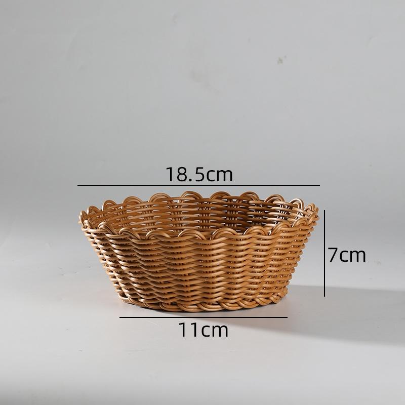 Handwoven Hardness Rattan Wicker Woven Serving Baskets Household Bread Fruit Vegetables Basket Rattan Basket Restaurant Display