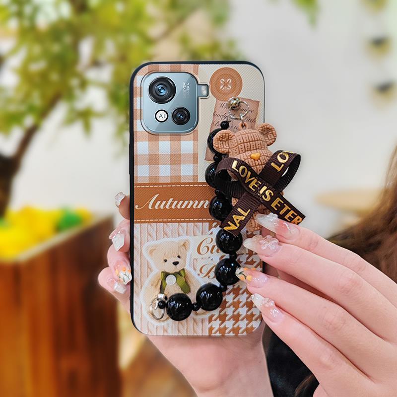 

Black pearl pendant Bear bracelet Phone Case For Blackview Oscal C80 silicone soft case Back Cover cute Anti-knock Blackview Oscal C80